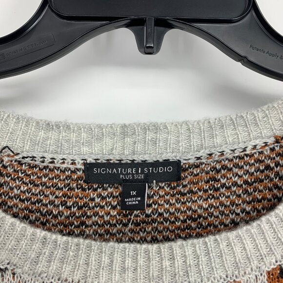 Signature Studio Sweater Leopard Print Pullover Long Sleeve - Picture 3 of 8